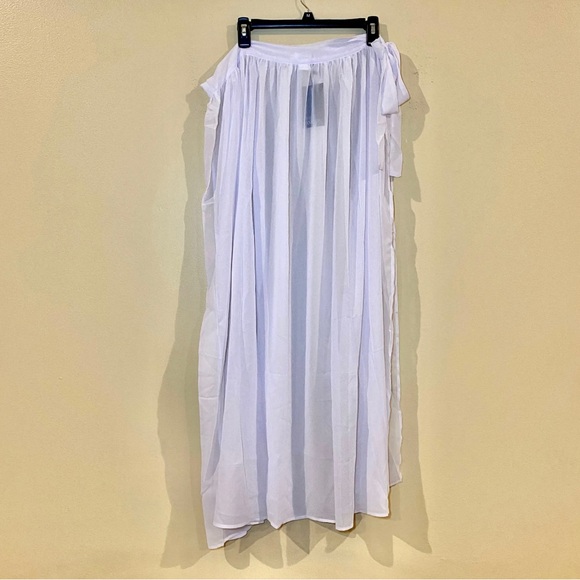 16W/18W White Chiffon Sarong Beach Swimsuit Multi-Way Cover-Up Wrap Skirt - Picture 6 of 8